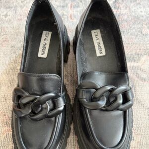 Steve Madden Black Chain Loafers